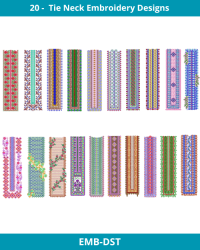20 - tie Neck Embroidery Designs Bundle