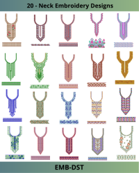 20 Neck Embroidery Designs Bundle