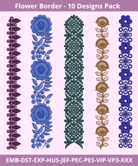Flower border- 10 Design Set - Machine Embroidery Design