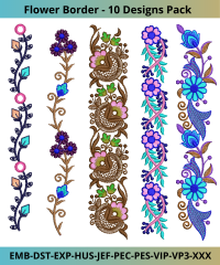 Flower border- 10 Design Set - Machine Embroidery Design