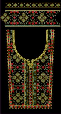 3mm sequin neck design with border embroidery design 