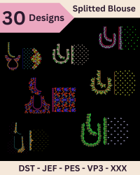 Splitted South Blouse Embroidery Design Pack