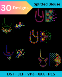 Splitted South Blouse Embroidery Design Pack