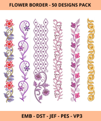 Flower border- 50 Design Set - Machine Embroidery Design