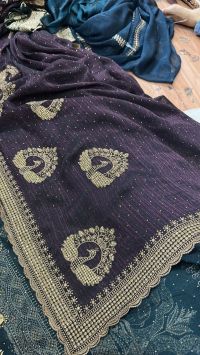 single jari jarkhand saree embroidery  design