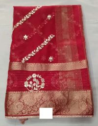 cording saree embroidery design 