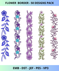Flower border- 50 Design Set - Machine Embroidery Design
